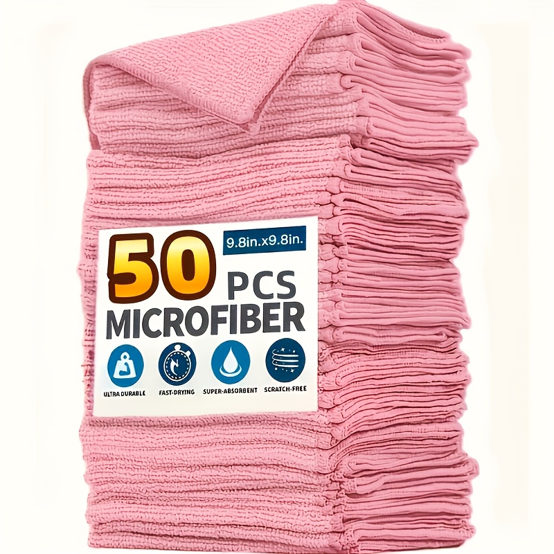 Commercial Kitchen Tap - 1-50Pcs Light Pink Microfiber Kitchen Towels