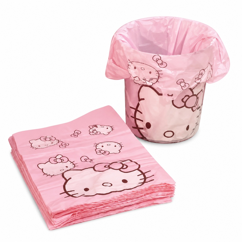 Pink Cartoon Cat Printed Vest  - Commercial Kitchen Trash Can ulasan dan harga