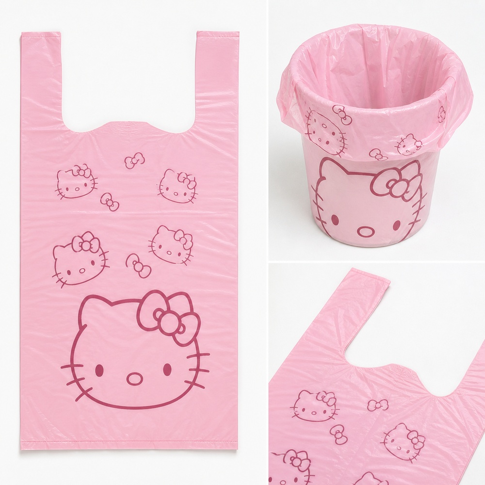 Pink Cartoon Cat Printed Vest  - Commercial Kitchen Trash Can ulasan dan harga