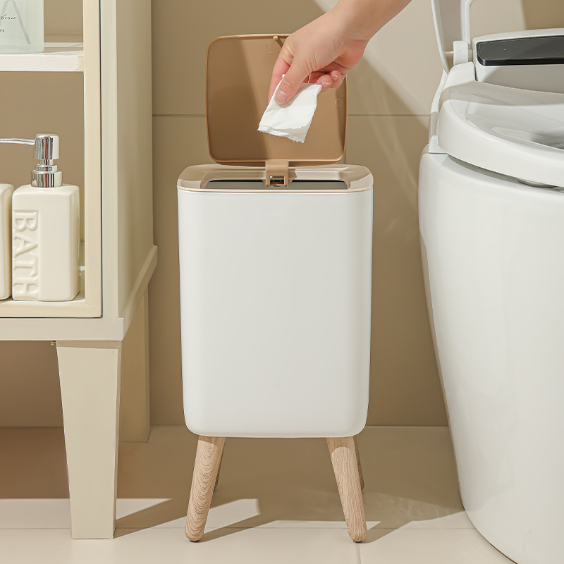 10L White Wooden Garbage Bin w - Commercial Kitchen Trash Can ulasan dan harga